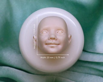Kawaii Doll Face Mold, Silicone 3D Polymer Clay Mold For Mini Doll Supplies And Handmade Art Doll Parts, No.226