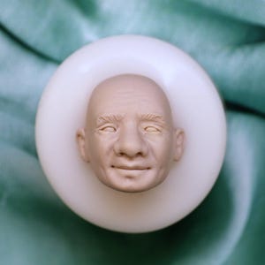 Male Head Silicone Mold, Artistic Human Face Mold for Doll Making and Figurines, Expressive Character Mould for Handmade Crafts No.123