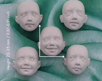 Ensemble prêt à l'emploi de petits visages stylisés de poupée, miniatures émotionnelles faites main, fournitures de fabrication de poupées, sculpture et visages non peints, ensemble n° 8
