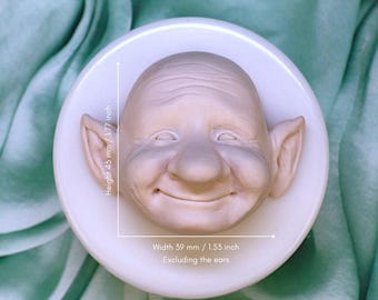 Molde de cara de enano de fantasía, moldes de silicona para caras, molde de cara de gnomo de hada, molde de personaje de elfo detallado para arcilla, resina, cera y jabón n.° 243