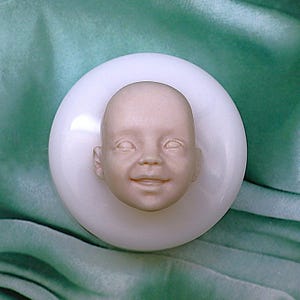 Smiling Baby Face Silicone Mold, 3D Doll Face Mould for Polymer Clay, Cute Handmade Doll Face for Crafts and Art Projects No.258