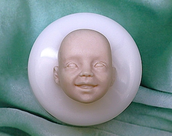 Lächeln Gesicht Puppenkopf Mould, Kawaii Epoxidharz Form, Polymer Clay Gesicht Casting Werkzeug No.258