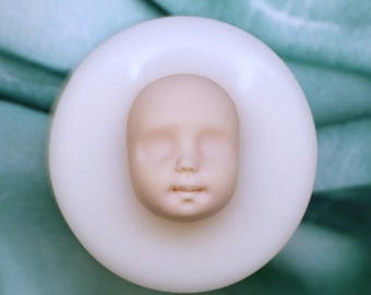Molde de silicona con forma de cara de bebé, molde para cara de muñeca pequeña de arcilla polimérica, molde para hacer muñecas de fantasía en miniatura, molde de resina para manualidades, muñeca hecha a mano n.° 121