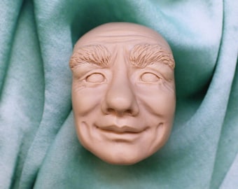 Realistyczna silikonowa forma do twarzy, mała forma do postaci z emocjami do gliny, żywicy, do tworzenia lalek, ręcznie rzeźbione formy do twarzy dla artystów nr 145