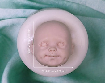 Emotional Baby Face Molds – Expressive Silicone Mold for Clay, Resin, DIY Doll Making, Miniature Happy Face Mould No.181