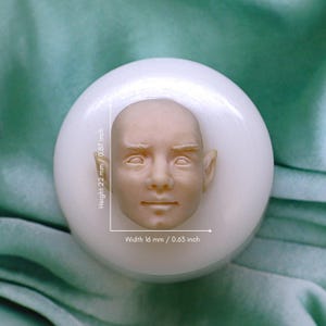Fantasy Adult Male Head Mold with Serious Expression, Unique Handmade Sculpting, Polymer Clay Mold, Miniature Doll Head, Craft Supply No.215