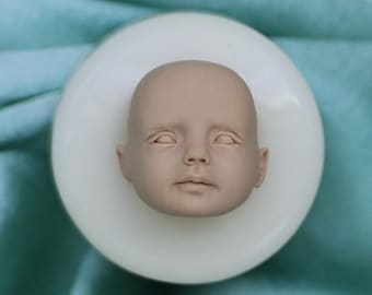 Baby Face Mold made of High-Quality Silicone, Miniature Face Mold for Doll Making, Mold for Clay, Plaster, Wax and DIY Craft Projects No.047