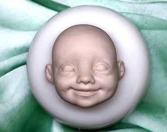 Glückliches geschlossenes Auge Puppenform, kleine Silikon Gesichtsform für Polymer Clay, DIY Puppenteile und Resin Craft Projekte No.164