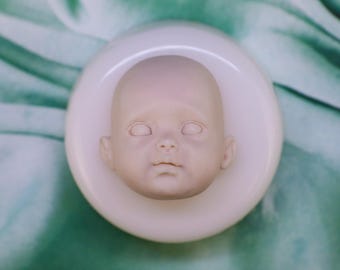Molde de silicona para cara de resina y arcilla, molde expresivo para cabeza de muñeca para esculpir personajes n.° 324