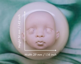 Molde de silicona con forma de cara de bebé, hecho a mano, para hacer muñecas con emociones realistas, mini molde de silicona para manualidades n.° 171
