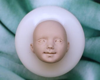 Molde de silicona para cara de bebé, hecho a mano para esculpir, molde realista para crear caras de muñeca, molde de silicona expresivo n.° 079