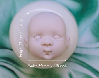 Molde de cara de muñeca sin ojos, forma de cabeza de bebé pequeña para muñecas de arte, escultura en miniatura y proyectos de manualidades DIY N.° 218