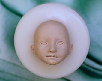 Emotional Face Silicone Mold, 3D Miniature Doll Head Mold for Polymer Clay, Resin Casting Tool for Artist Creations No.105