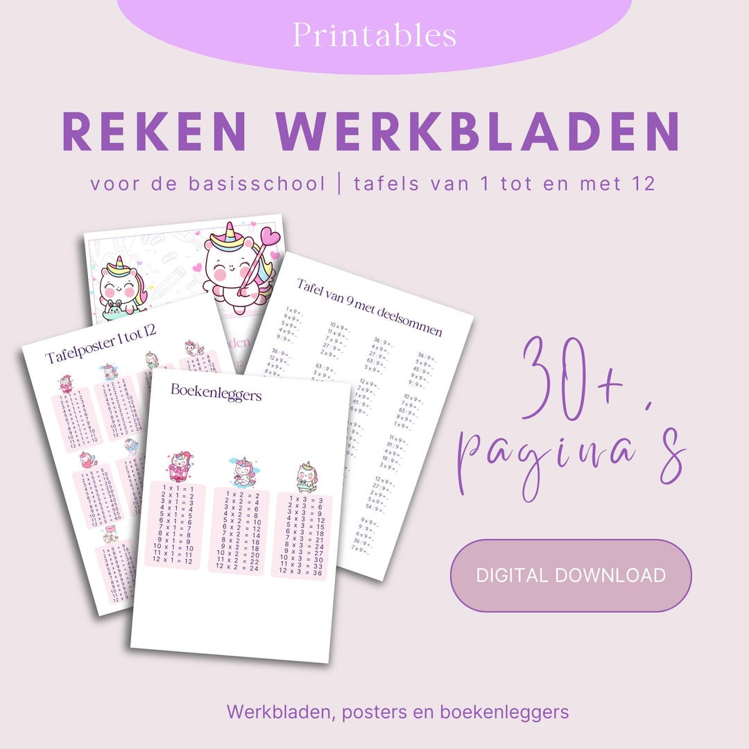 Unicorn, Unicorn and Rainbow Workbook Tables 1 to 12 - Educational ...