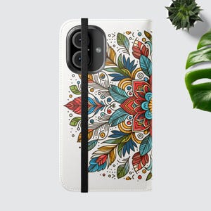 Fundas con tapa de estilo folklórico, funda floral para teléfono, billetera para teléfono con diseño de mandala bohemio, regalo único, protección elegante, perfecta para las vacaciones