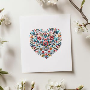 Esprimi amore e gratitudine con 7 cuori di arte popolare curativi - perfetti per amicizia e connessione, guarigione spirituale, disegni di cuori di arte popolare