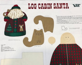 Santa Claus Log Cabin Santa, Cut Sew And Stuff, make a Santa Fabric Santa