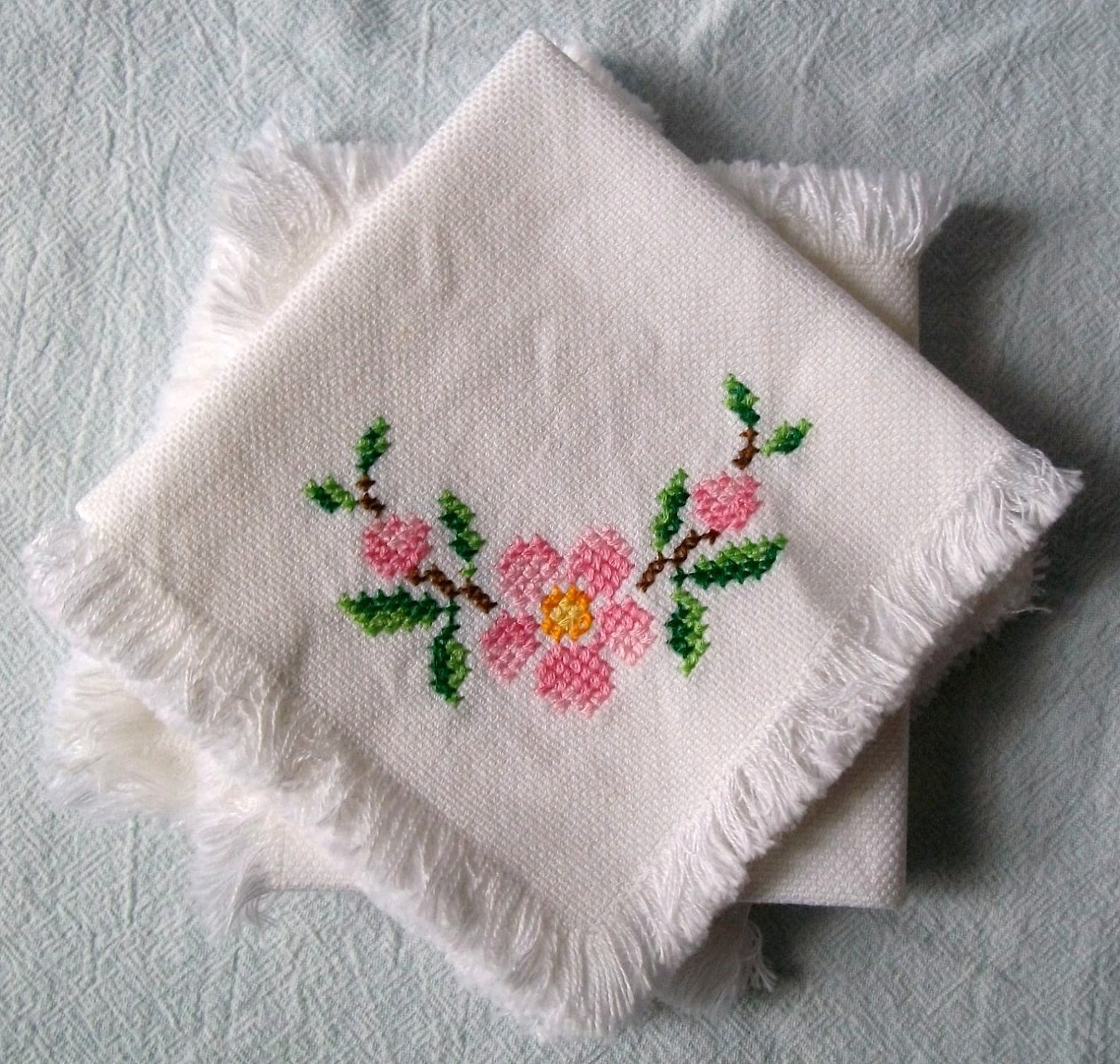 Embroidery Cloth Napkins Springtime Flowers Etsy
