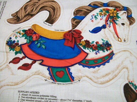 Carousel Horse Fabric Panel, Cut, Sew and Stuff Carousel Horse