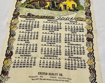 Buy Vintage Towel, 1980 Calendar Towel EXSTED REALTY Online in India - Etsy