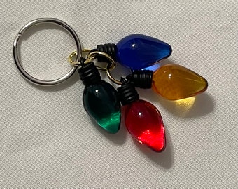 Christmas Key Ring, Secret Santa Gift, Christmas Light Bulb key Chain