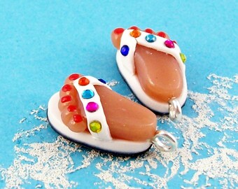 Flip Flops - Handmade Polymer Clay CHARMS with Feet