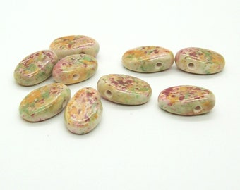 Handcrafted Polymer Clay Beads Interesting Oval Shape with Flecks of Chalk  Loose Beads for Jewelry Artist Makers  Handmade Supplies for DIY