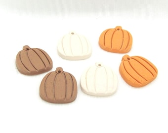 Handmade Pumpkin Bead Charms, Halloween Fall Jewelry Components (Pair)