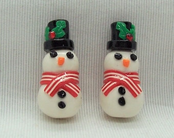 Snowmen Beads Handmade from Polymer Clay