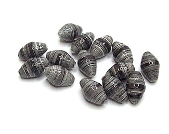 Paper Tube Beads Handmade Black and White