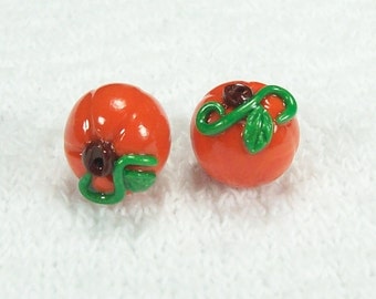 Pumpkin with Vines -  Polymer Clay Beads SMALL Size