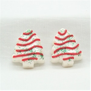 Polymer Clay Little Debbie Christmas Tree Cake Beads Larger - with Hole from Top to Bottom