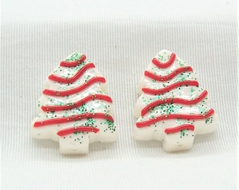 Polymer Clay Little Debbie Christmas Tree Cake Beads Larger - with Hole from Top to Bottom
