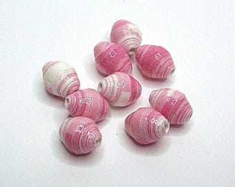 Paper Tube Beads Handmade Pink
