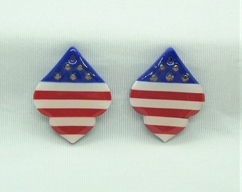 Patriotic Jewelry Component Charms -  Polymer Clay
