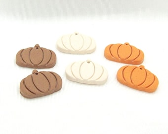 Handmade Pumpkin Bead Charms, Halloween Jewelry Components (Pair)