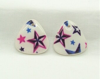 Jewelry Component Charms Patriotic Stars-  Polymer Clay