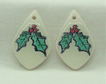 Christmas Holly Polymer Clay Components