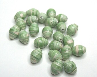 Paper Tube Beads Handmade Shades of Green