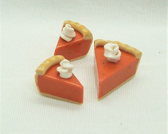 3 Pieces Pumpkin Pie Slice Charms for Earrings and Pendant - Dollop of Whipped Cream