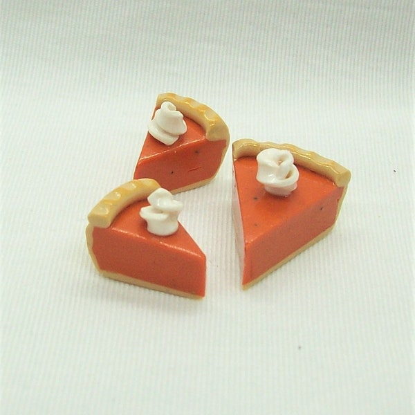 3 Pieces Pumpkin Pie Slice Charms for Earrings and Pendant - Dollop of Whipped Cream