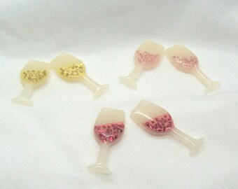 Sparkling Wine Glass Charms: Polymer Clay Earring Components