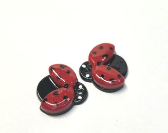 Ladybug Component Charm Beads Handcrafted from Polymer Clay
