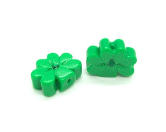 Shamrock Polymer Clay Beads SMALL Size with GLOSS Finish - Vertical Hole