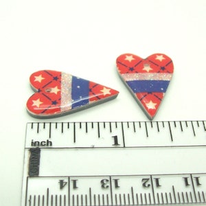 Jewelry Component Charms Patriotic Hearts Red White and Blue Polymer Clay and Washi Tape Memorial Day 4th of July Jewelry Supplies image 3