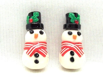 Snowmen Beads Handmade from Polymer Clay