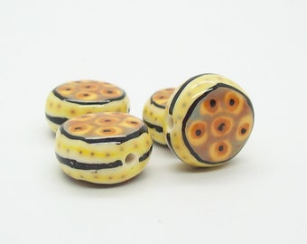 Funky Hand Painted Polymer Clay Loose Beads  Light Weight DIY Jewelry Supplies
