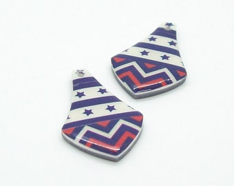 Patriotic Handmade Jewelry Components Red White and Blue - Polymer Clay and Washi Tape - Memorial Day - 4th of July - Jewelry Supplies