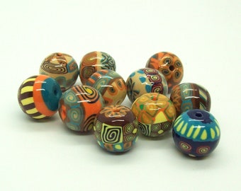 Colorful One of a Kind Handmade Artisan Beads - Handcrafted from Polymer Clay - African Style Beads - Unique Original Loose Beads