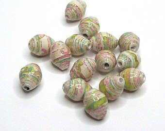 Paper Tube Beads Handmade Pastels